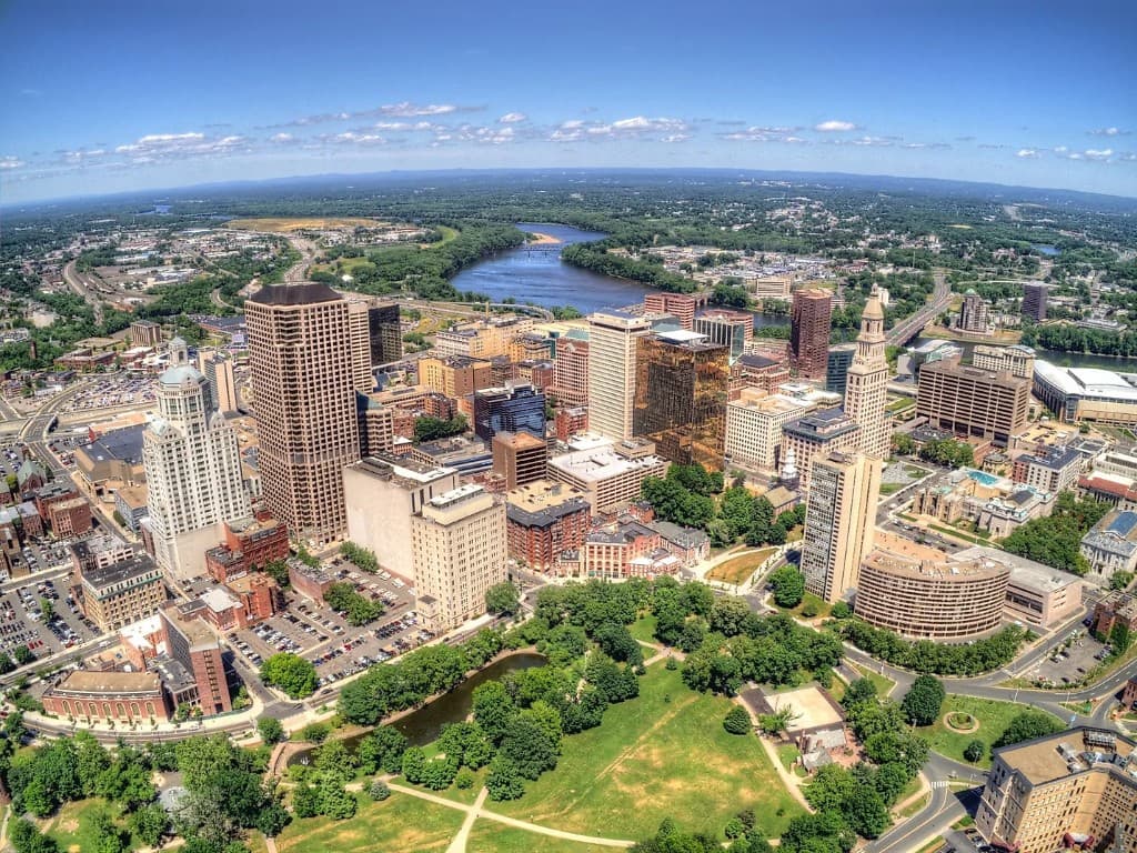 Hartford skyline over the Connecticut River